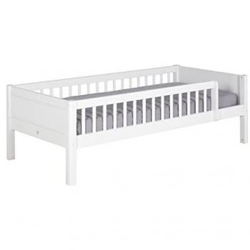 Cama Infantil con Barreras y Colchón de Madera y MDF 90x190 cm Blanca
