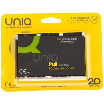 Uniq Pull Preservativos Mega Sensibles Sin Látex con Tiras - 3 Unidades