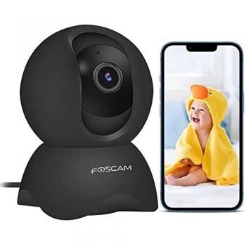 Foscam 5MP Camara Vigilancia WiFi Interior, Cámara WiFi Pan-Tilt con 6X Zoom Digital, Audio Bidireccional, Visión Nocturna, Detección de Movimiento/Persona, Asistente de Voz, Monitor Bebe