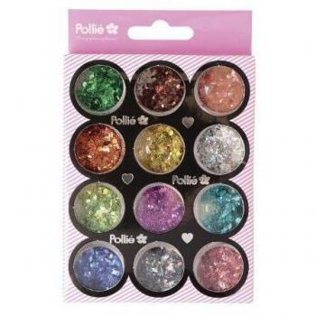 Pollie Glitter Flake Rombos Decoración de Uñas 12 Piezas