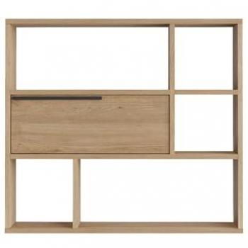 Estante de Pared Moderno Harad 81x90x22 cm en Tablero de Partículas Roble Claro con 6 Compartimentos