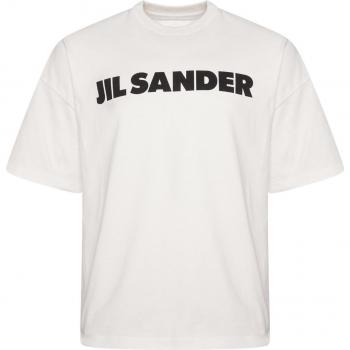 Jil Sander Men's Wide Logo Print T-shirt in Porcelain Medium