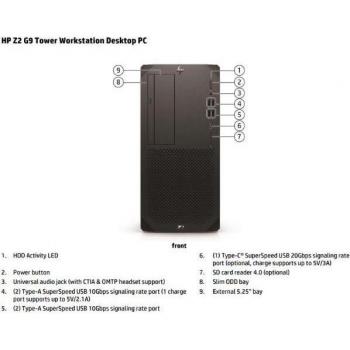 Estación de trabajo HP Z2 G9 Tower i7-14700, 16GB DDR5, 512GB SSD, Windows 11 Pro, Garantía 3 años Onsite