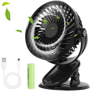 Mini Ventilador USB Silencioso Profesional, Ventiladores Portátil de Escritorio/Mesa/Sobremesa 3 Velocidades con Pinza Bateria Recargable 2500mA para Auto/Hogar/Viaje/Oficina/Actividades al Aire Libre