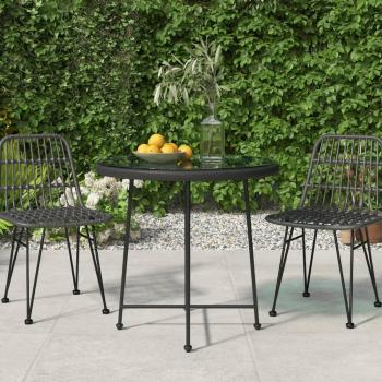 vidaXL Dining Table Black Ø80 cm Tempered Glass and Steel