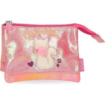 Monedero infantil Enso Cat Cuddler con tres compartimentos y diseño de gatito