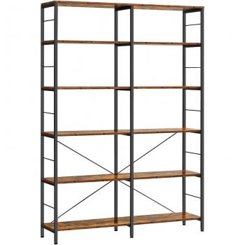 Estantería de almacenamiento librería de 6 niveles estilo industrial separador para habitación ideal para salón estudio balcón y cocina marrón rústico y negro