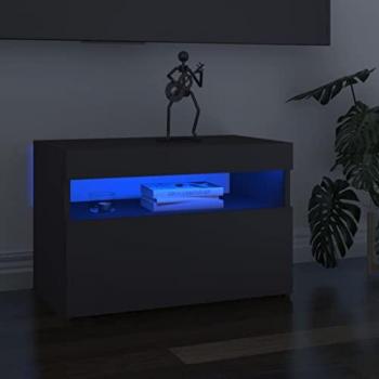 Muebles de TV con luces LED 2 piezas color gris 60x35x40 cm