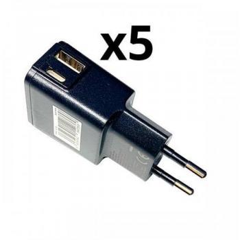 Cargador de Pared Nortess Kit 5 Unidades USB 1 Puerto USB A + Puerto USB-C Color Negro