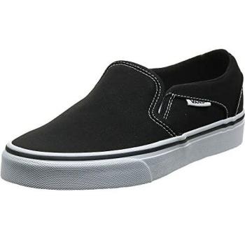 Vans Women's Asher Sneaker, Canvas Black White, 4 UK