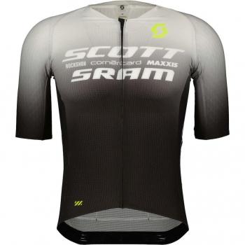 Maillot de ciclismo de hombre RC Scott-SRAM Aero manga corta negro blanco - S