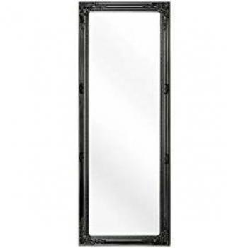 Espejo de pared negro acabado mate rectangular con marco adornado moderno y elegante, 130x50 cm, ideal para sala de estar, dormitorio y pasillo