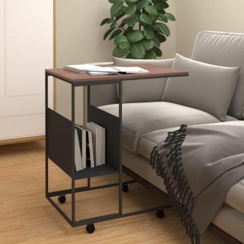 vidaXL Side Table with Wheels Black 55x36x63.5 cm Engineered Wood