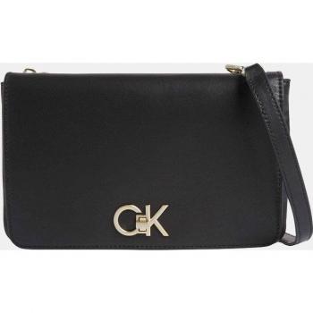 Calvin Klein Double Gusset Crossbody Bag - Black Polyester Handbag, Size: ONE SIZE, Female, Two Compartments