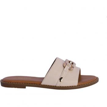 Sandalias planas de mujer Leda color blanco roto sin cierre