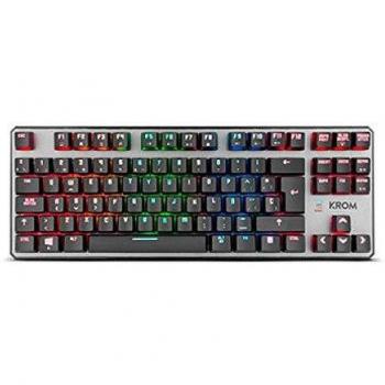 Krom Teclado Gaming Kernel TKL -NXKROMKRNLTKL - Teclado Mecanico, sin Teclado numerico, iluminacion LED RGB, silencioso, Layout Español