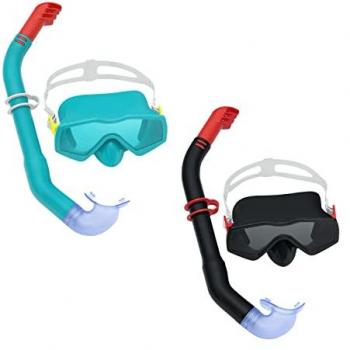 Conjunto de Gafas y Tubo de Buceo para Adultos con Válvula de Purga, Correa de Silicona, Color Surtido, +14 Años - Bestway 24069