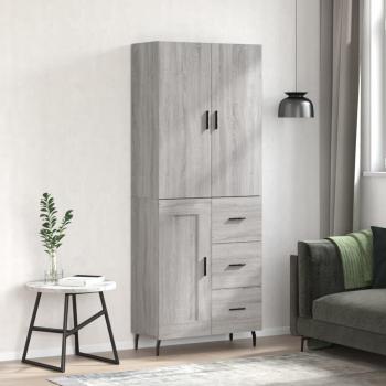 Aparador alto de madera contrachapada gris sonoma 69,5x34x180 cm