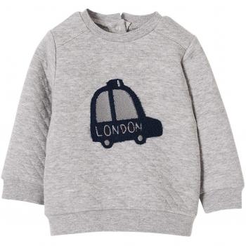 VERTBAUDET Sudadera bebé niño de Felpa con Pespunte Gris Claro Jaspeado 3-6 Meses, 67CM
