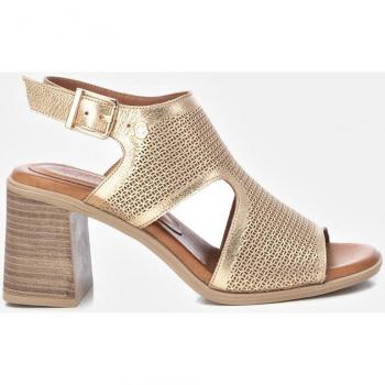 Sandalias de tacón de mujer de piel con cierre de hebilla