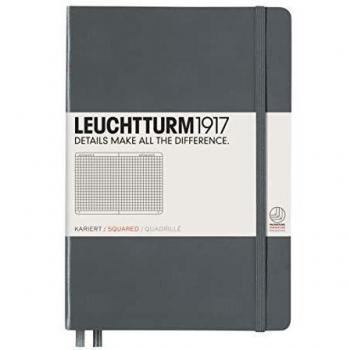 Cuaderno de Notas A5 Tapa Dura Cuadrícula 5x5MM Leuchtturm1917 Antracita Papel Premium