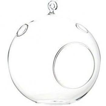 Decoragloba DG-CCEF S - Porta vela cristal colgante, diseño esfera, diámetro 10 x 12,5 cm