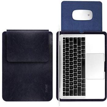TECOOL 13 Pulgadas Funda Portátil, Funda de Cuero Protectora Bolsa Ordenador Laptop Sleeve para MacBook Air 13 / MacBook Pro 13.3 Retina, 13.5 Surface Laptop, MateBook D 14, DELL XPS 13 - Azul Oscuro