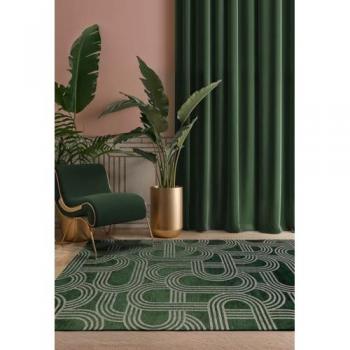 Alfombra moderna de tejido plano verde 140x200 cm - Colección Disco Sueño