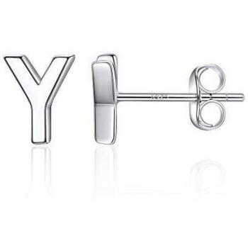 Silvora Pendientes Pequeños Plata con las Letras Y Pendientes Mini Iniciales Hipoalergénicos para Mujeres Hombres