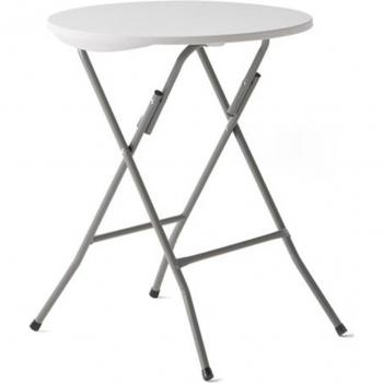 Mesa plegable de resina con diámetro de 60 cm.