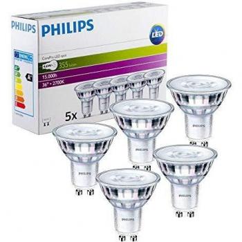 Bombilla LED Reflector GU10 5W 2700K 355lm Pack de 5 Philips CorePro