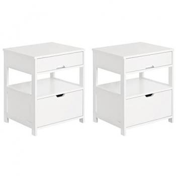 Set de 2 Mesas Auxiliares con 2 Cajones para Salón, Comedor o Mesita de Noche FRG258-WX2 SoBuy