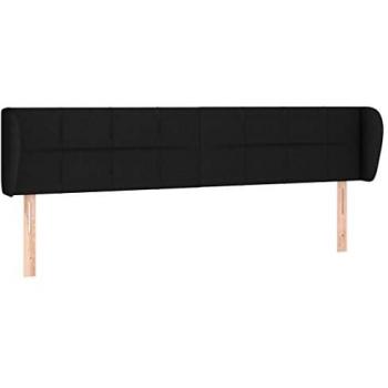 Cabecero de tela negro 183x23x78/88 cm vidaXL - Negro, tapizado en tejido, diseño de oreja, adecuado para dormitorio, estructura de cama