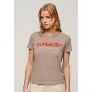 Camiseta entallada Superdry Sportswear Logo para mujer, manga corta, color marrón