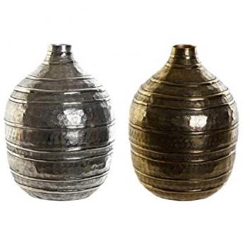 Jarrón DKD Home Decor 20 x 20 x 28,5 cm Plateado Dorado Aluminio Moderno (2 Unidades)
