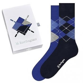 Burlington Men's Argyle Cotton Socks Gift Box - 2 Pairs, Size 6.5-11, Multicolor