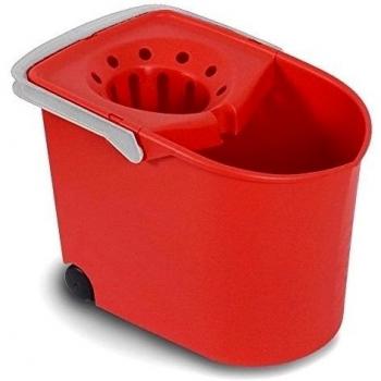 Tatay Cubo de Fregona Rojo con Ruedas, Fabricado en PP sin BPA, Escurridor por Presión y Asas Incorporadas. Hecho en España