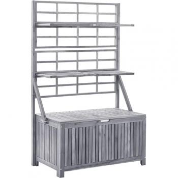 Caja de almacenamiento con malla 99 x 55 x 160 cm gris acacia maciza