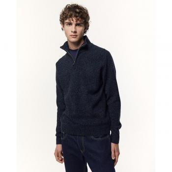 Sfera Jersey cremallera de hombre, tejido suave, corte regular, cierre con cremallera en el cuello, manga larga, diseño versátil para uso diario