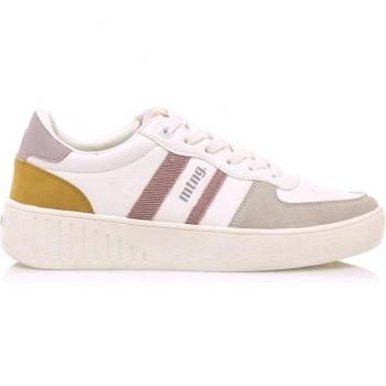 Zapatillas deportivas Mustang para mujer blancas con detalle en morado y logo al lateral