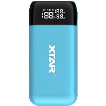 Cargador y Power Bank XTAR PB2S para Baterías Cilíndricas Li-ion 18650/20700/21700 - Carga Rápida Tipo C QC3.0 + PD3.0 - Color Azul