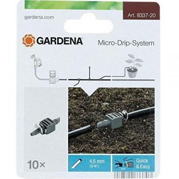 Conector de extensión para sistema de micro-goteo Gardena 4,6 mm (3/16) - Paquete de 10 piezas