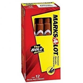 Permanent Marker, Large Chisel Tip, Brown, Dozen