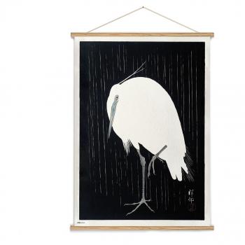 Banderola de madera Egret in the rain Kokonote negro