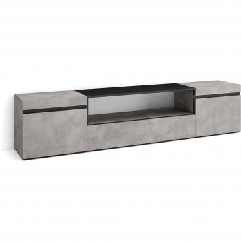 Mueble TV Moderno 200x45x35cm para Televisores hasta 80 con Almacenamiento en Gris Cemento