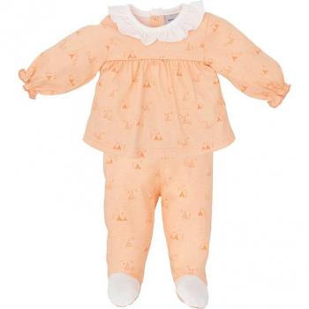 Conjunto de bebé niña de camiseta y polaina con estampado en color naranja