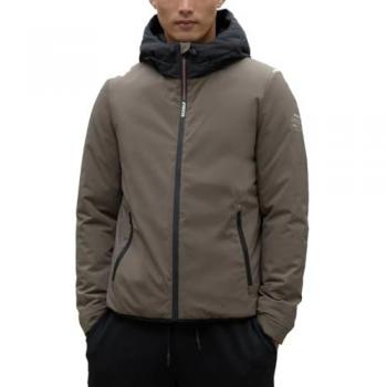 Ecoalf Men's Dark Olive Lightweight Water-Repellent Hooded Jacket - Size S