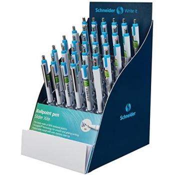Expositor de Bolígrafos Schneider Slider Xite - 30 Piezas (15 Negros, 10 Azules, 3 Rojos, 2 Verdes)