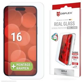Protector de Pantalla de Cristal Templado DISPLEX + Funda Protectora para iPhone 16, Resistente a Rayones y Golpes