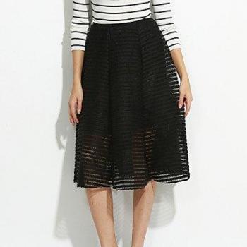 De las mujeres Faldas-Midi Sofisticado Rígido-Nailon , l